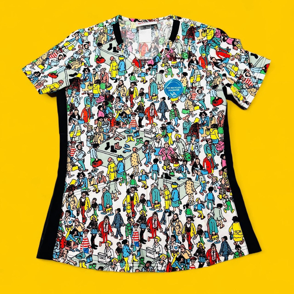 Where’s Waldo? Dreamworks Scrubs XS Tooniforms V-Neck Top NEW